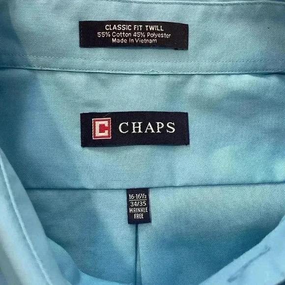 Chaps Classic Fit Twill Long Sleeve Button Front Shirt Men’s 16 16 1/2 34-35 LG - Picture 8 of 8
